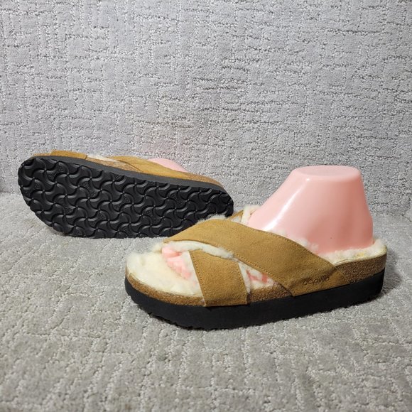 Birkenstock Papilio Daytona Womens Size EU40 US L9 Brown Shearling Slide Sandals - Picture 1 of 12